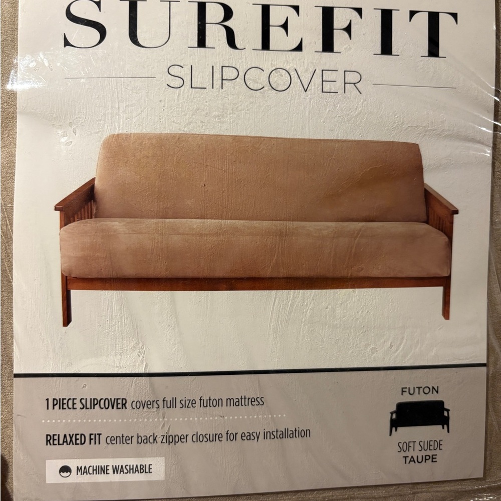Sure Fit Soft Suede Beige Slipcover